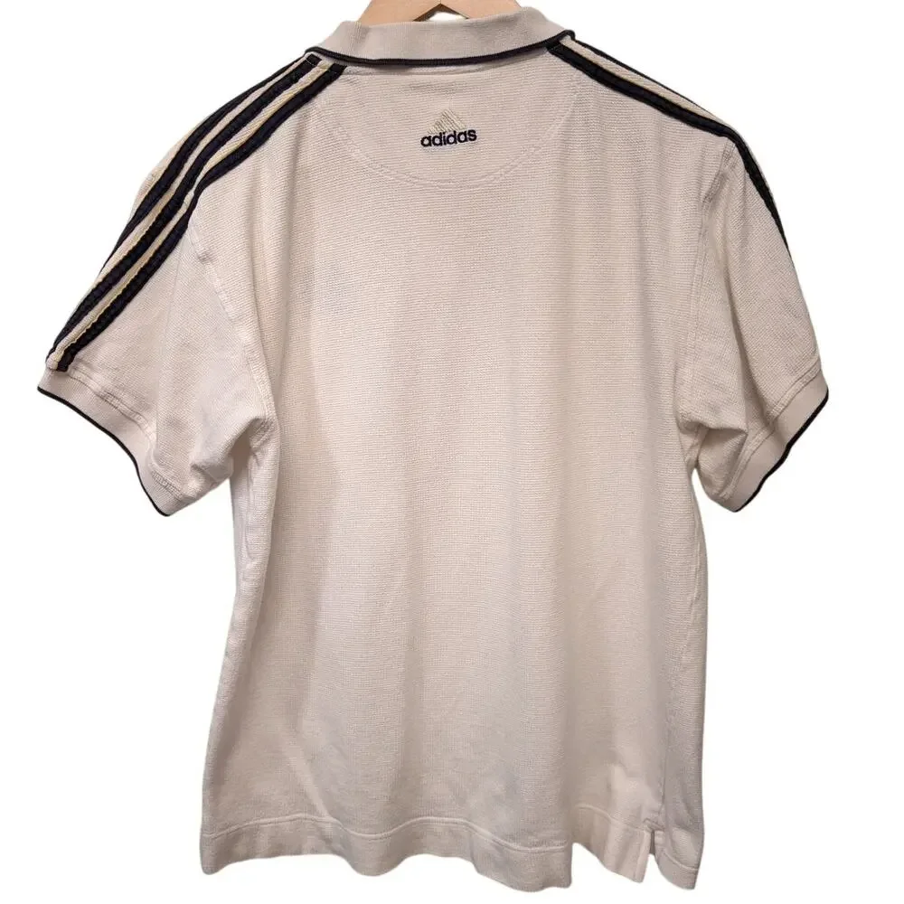 Vintage Adidas Notre Dame Irish Polo Shirt White‎ Stripe Detail Cotton